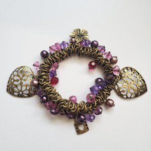 Chunky Beaded Charm Bracelet